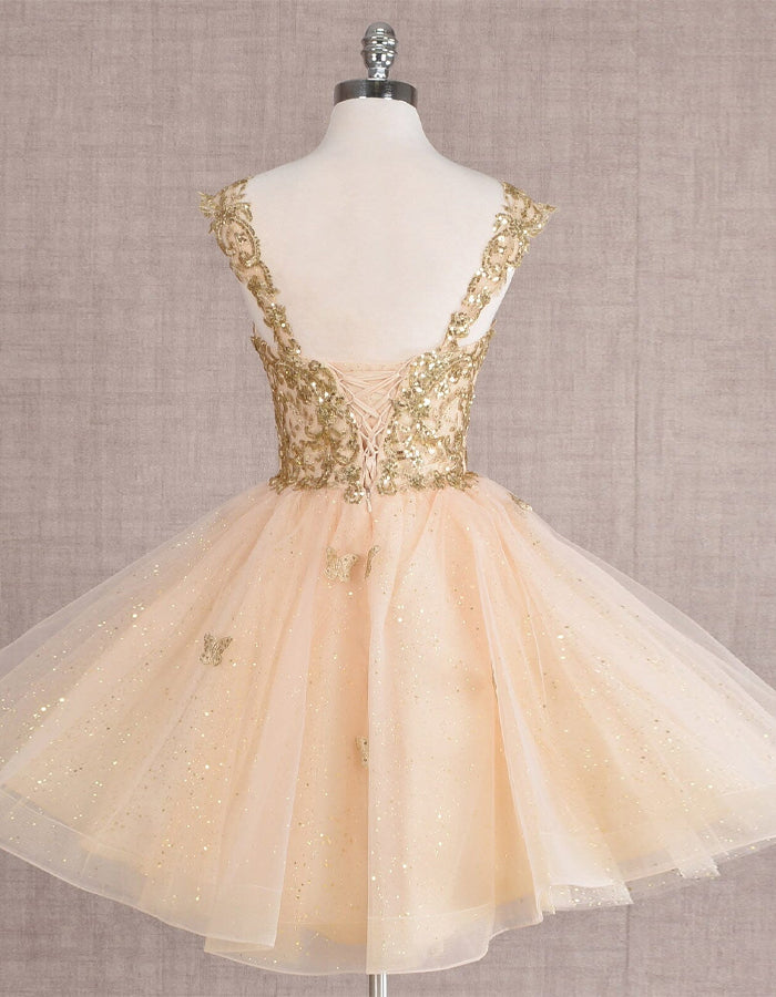 Butterfly Lace Short Sleeveless Mini Dress