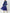 Blue V-neck Chiffon Flower Print Long Sleeves Midi Dress