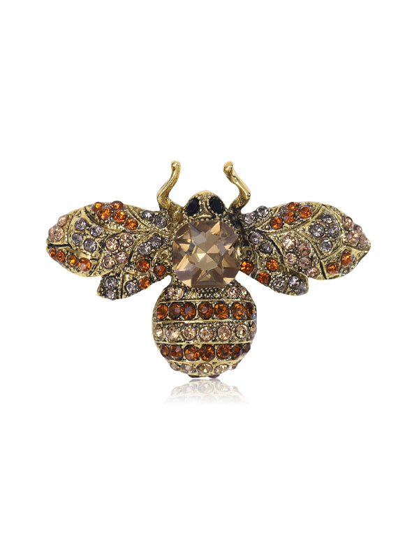 Vintage Crystal And Diamond Bee Brooch