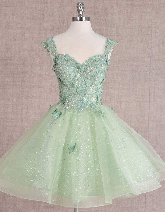 Butterfly Lace Short Sleeveless Mini Dress