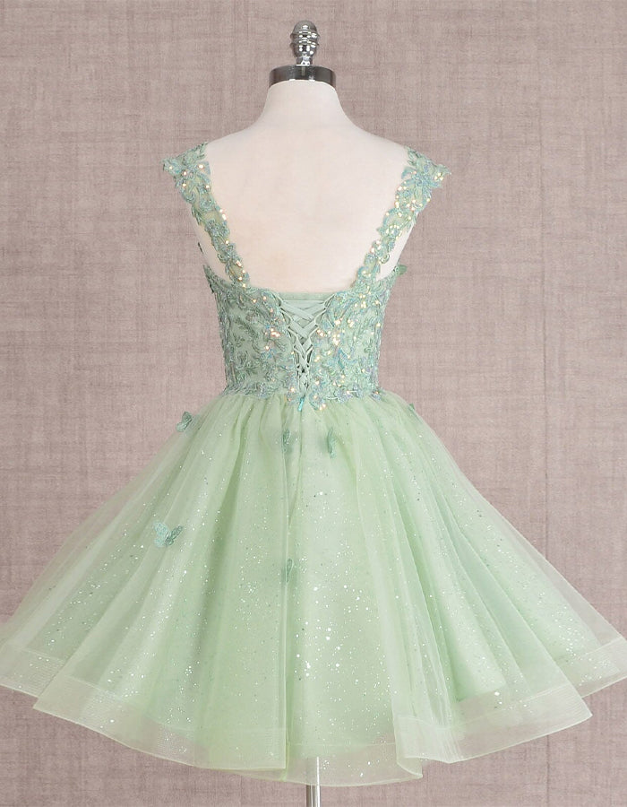 Butterfly Lace Short Sleeveless Mini Dress