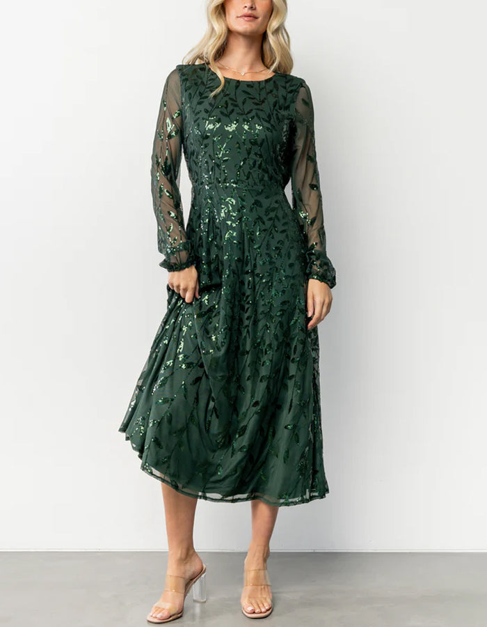 Vestido midi de lentejuelas verdes
