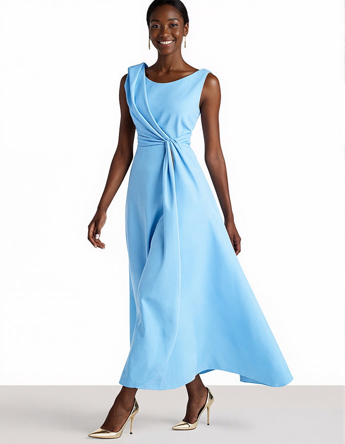 Light Blue Sleeveless Midi Dress
