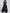 Deep Navy Blue V-neck Long-sleeved High-low Hem Wrap Maxi Dress