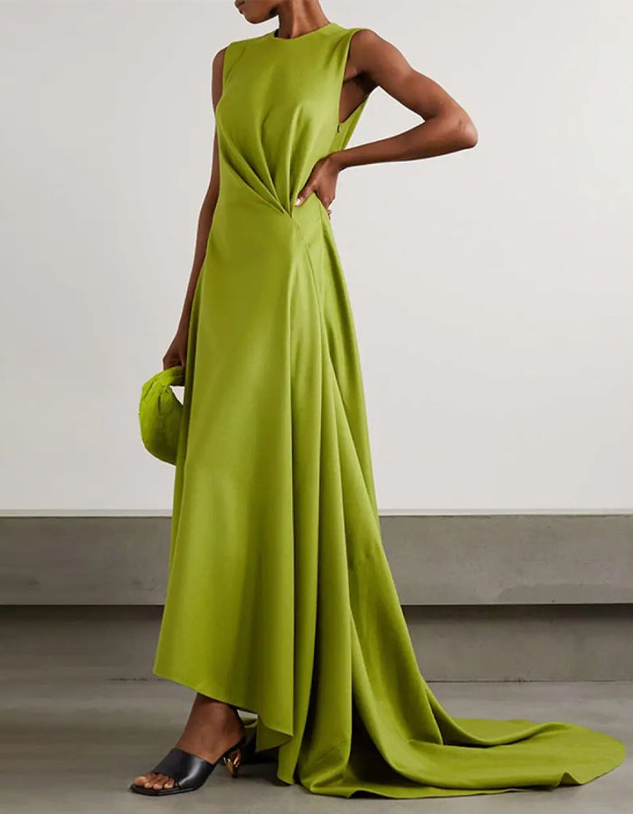Yellow-green Sleeveless Maxi Dress