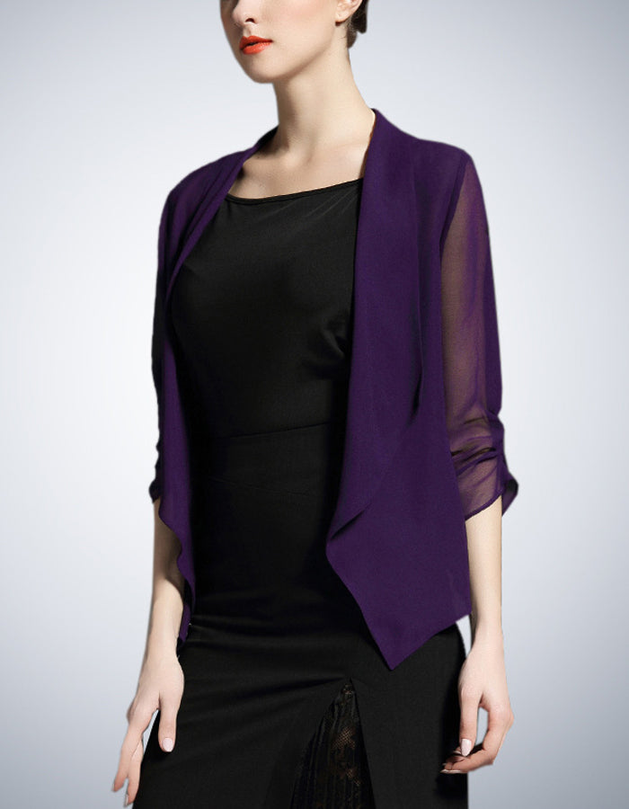Solid Color Chiffon Cardigan Shawl