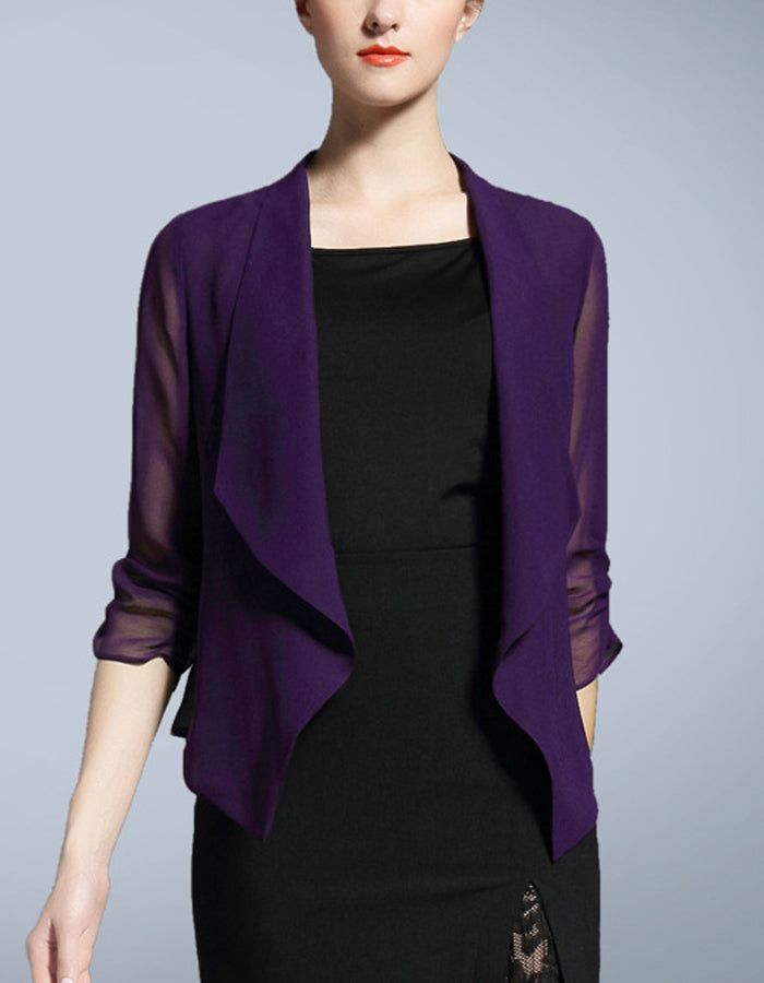 Solid Color Chiffon Cardigan Shawl