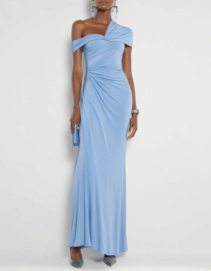 Light Blue Off-shoulder Maxi Dress