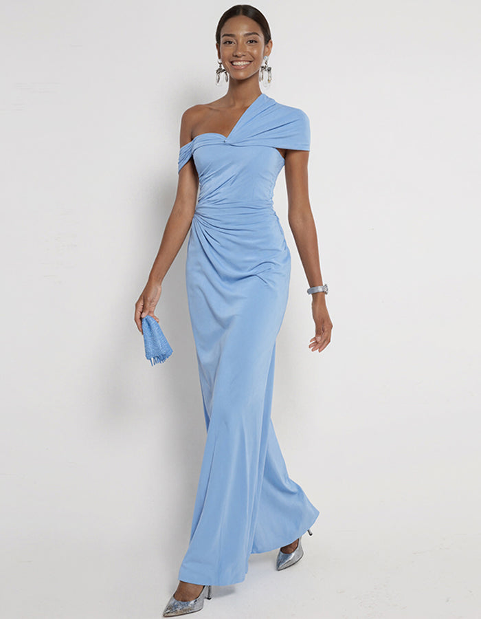 Light Blue Off-shoulder Maxi Dress