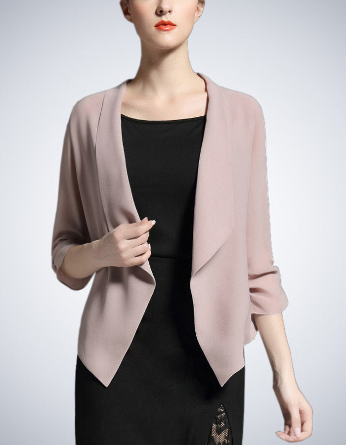 Solid Color Chiffon Cardigan Shawl