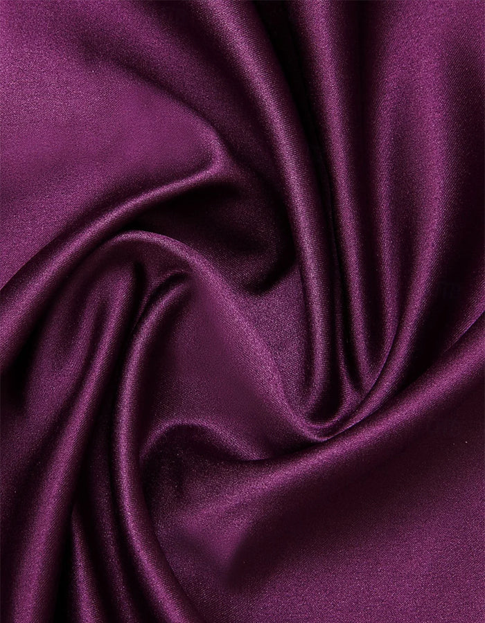 Purple A-Line Mother of the Bride V-Neck Satin Lace Applique Maxi Dress