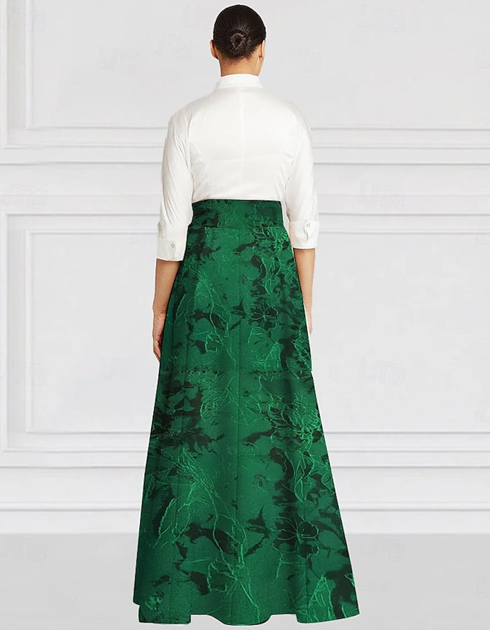 A-line Mother Of The Bride Elegant Vintage Shirt Collar Floor Length Maxi Dress