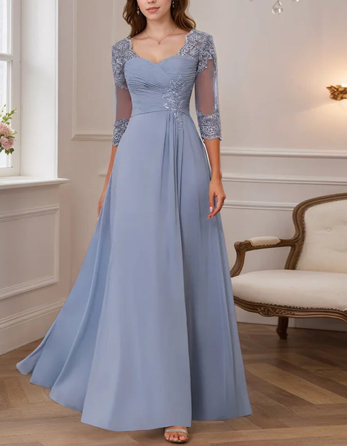 Temperament Pure Color Chiffon Maxi Dress