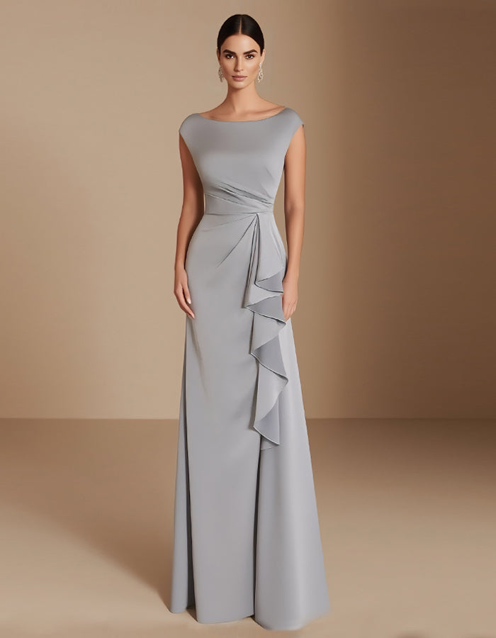 Gray Drape Elegant Maxi Dress