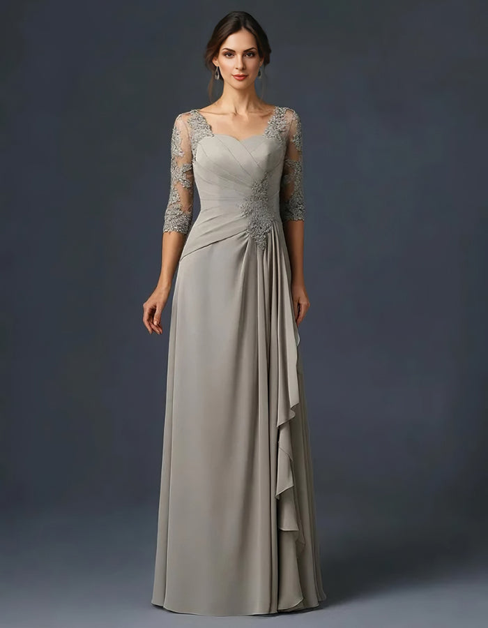 Square Collar Design Solid Lace Maxi Dress