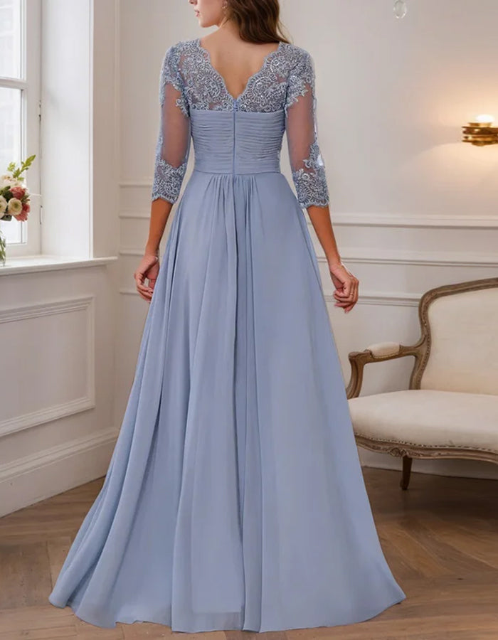 Temperament Pure Color Chiffon Maxi Dress