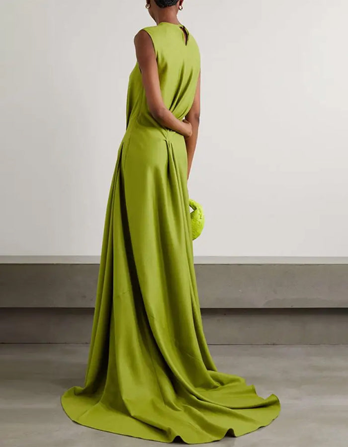Yellow-green Sleeveless Maxi Dress