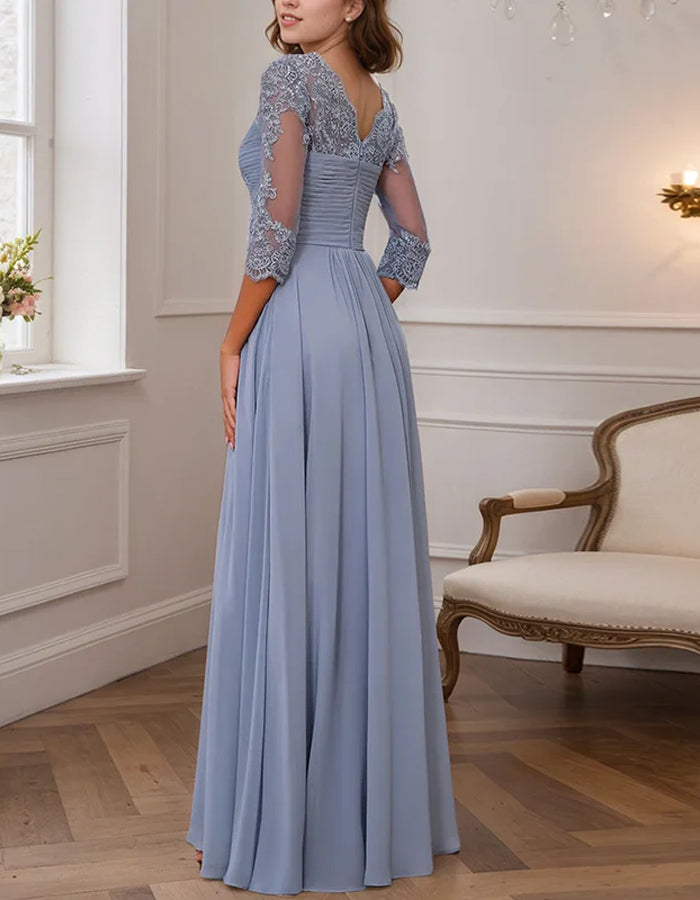 Temperament Pure Color Chiffon Maxi Dress