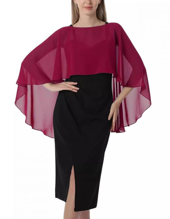 Short Chiffon Round Neck Pullover Shawl