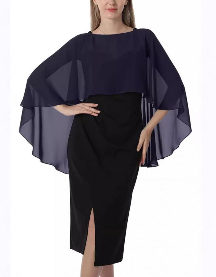 Short Chiffon Round Neck Pullover Shawl