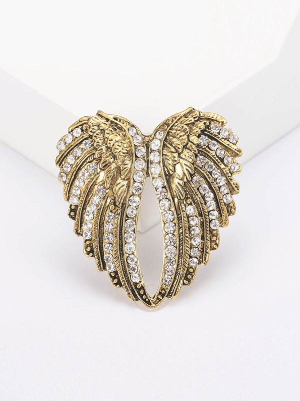 Alloy Diamond Vintage Wing Brooch