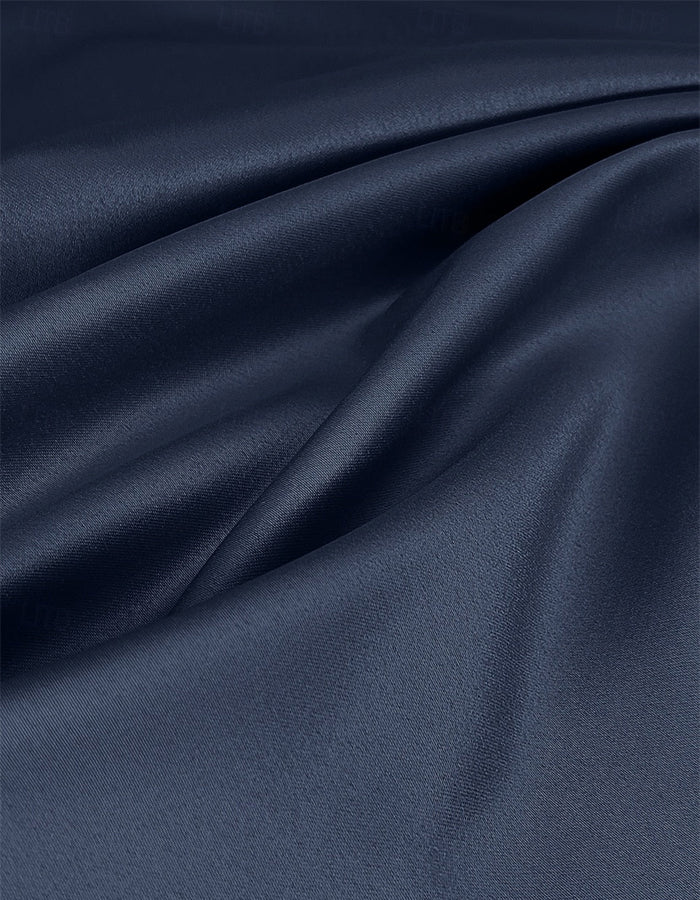 Navy A-Line Mother of the Bride Midi Dress