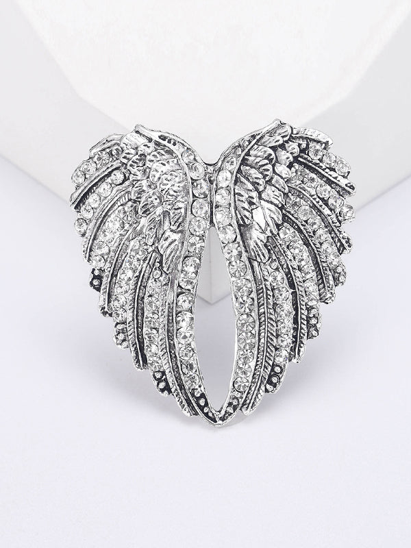 Alloy Diamond Vintage Wing Brooch