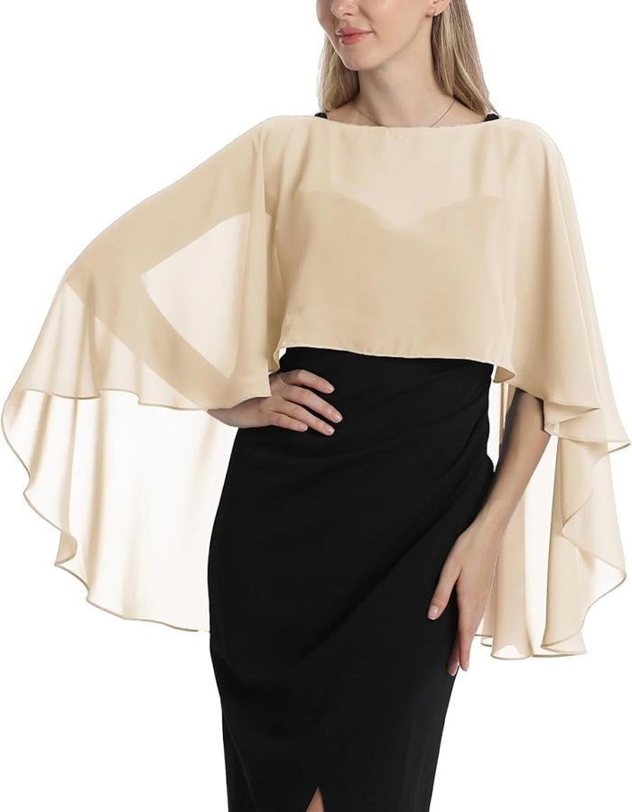 Short Chiffon Round Neck Pullover Shawl