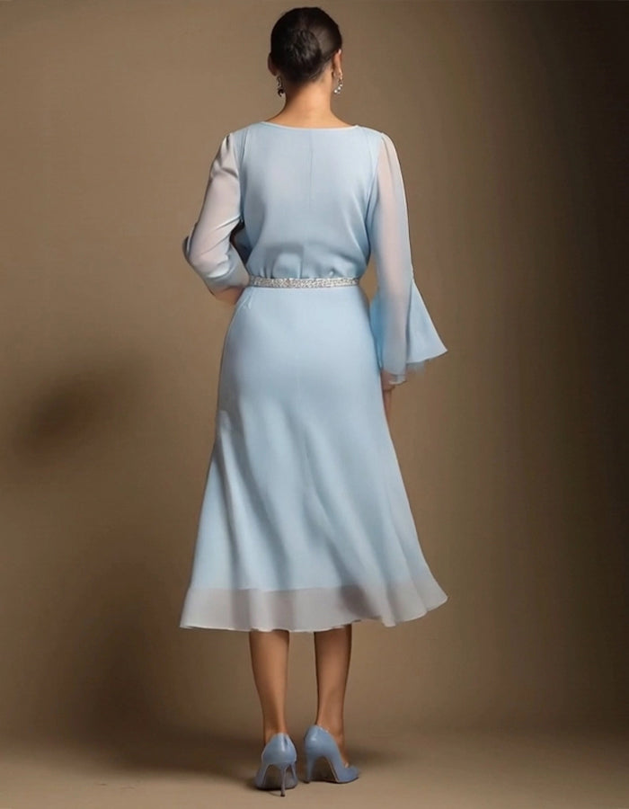 Light Blue Chiffon Midi Dress