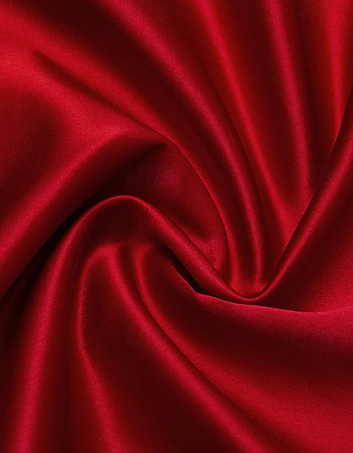 Solid Color Short Sleeved V-neck Satin Maxi Dress