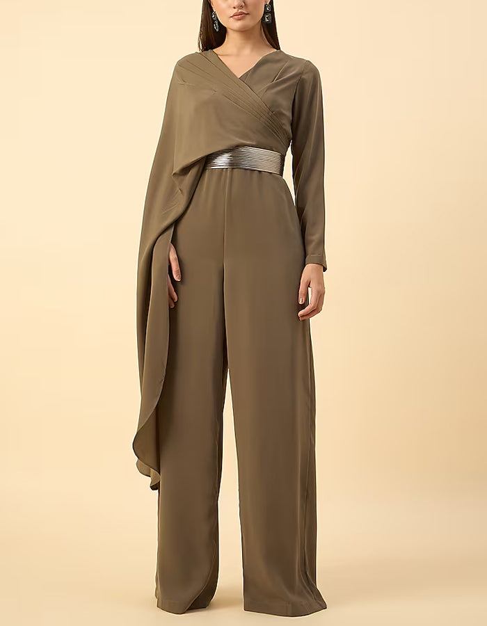 Olive Green Chiffon Jumpsuit