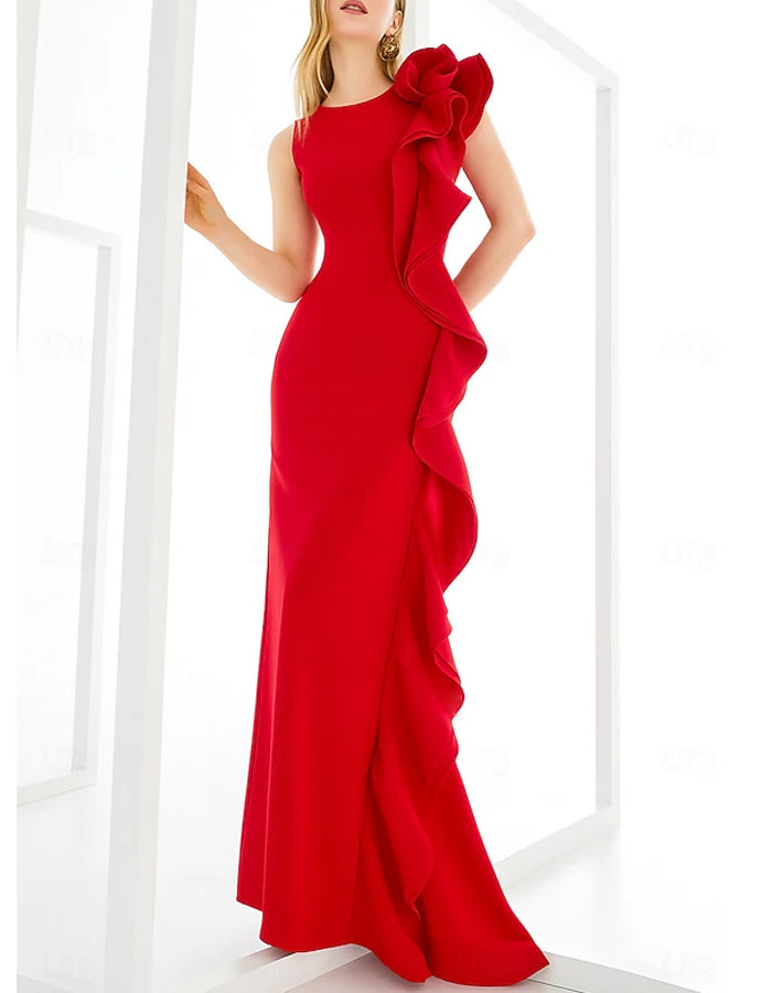 Sleeveless Round Neck With Ruffles Maxi Dress