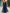 Dark Blue Long-sleeved Chiffon Slit Maxi Dress