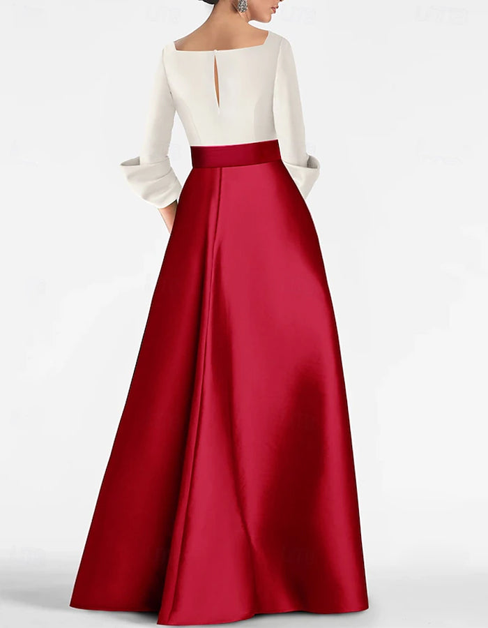 Red Slim Fit Satin Slit Maxi Dress