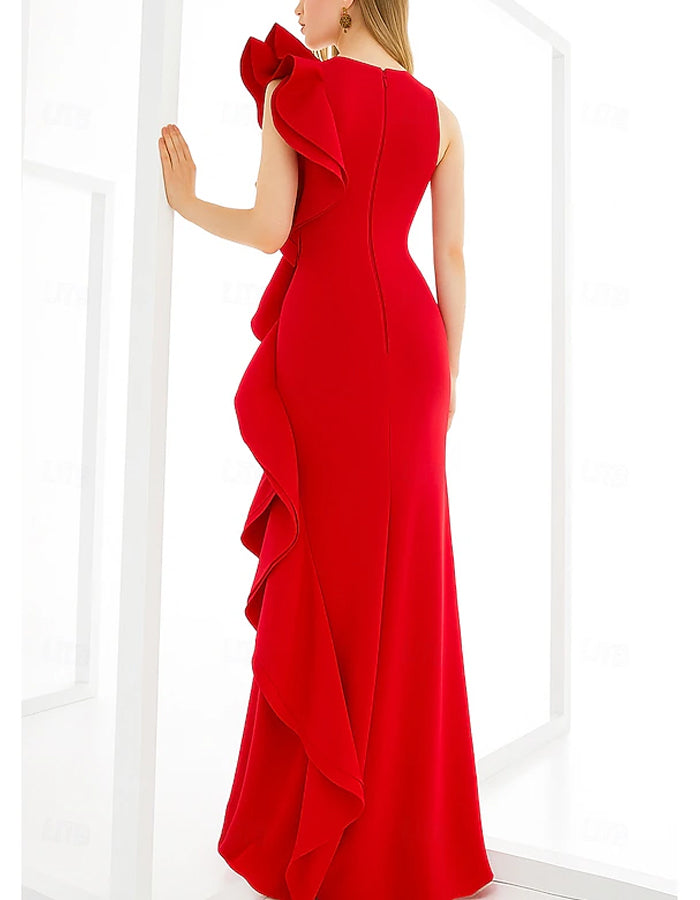 Sleeveless Round Neck With Ruffles Maxi Dress