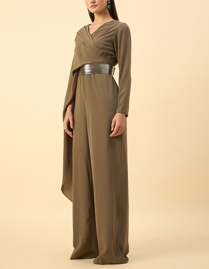 Olive Green Chiffon Jumpsuit