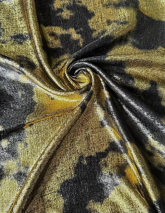 Black And Gold A-line V-neck Floral Print Maxi Dress