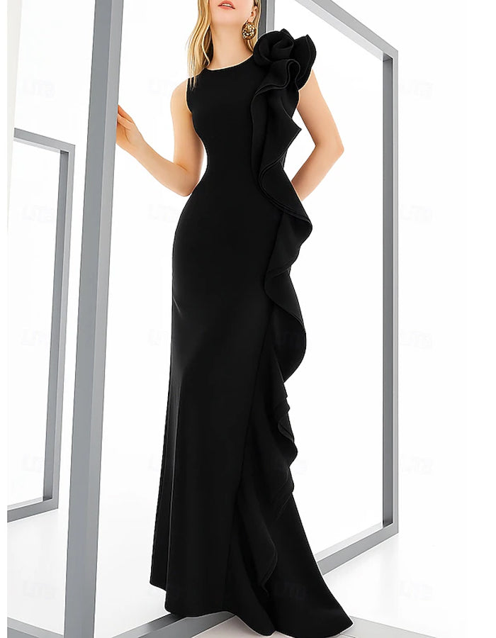 Sleeveless Round Neck With Ruffles Maxi Dress