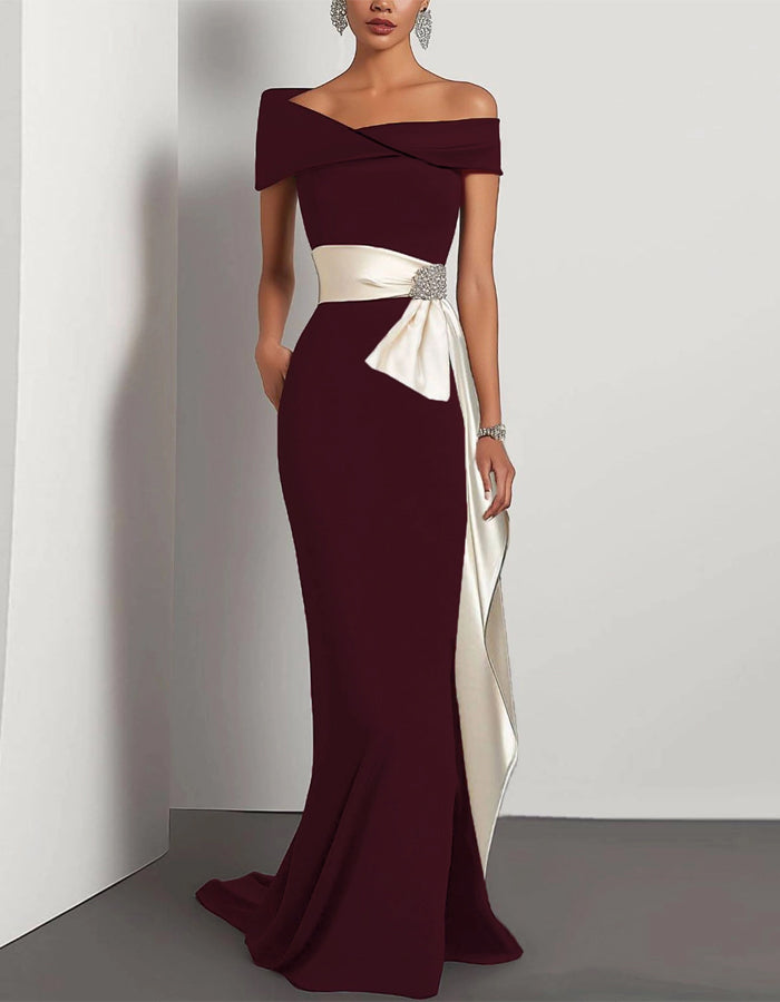 Black And White Off The Shoulder Maxi Dress