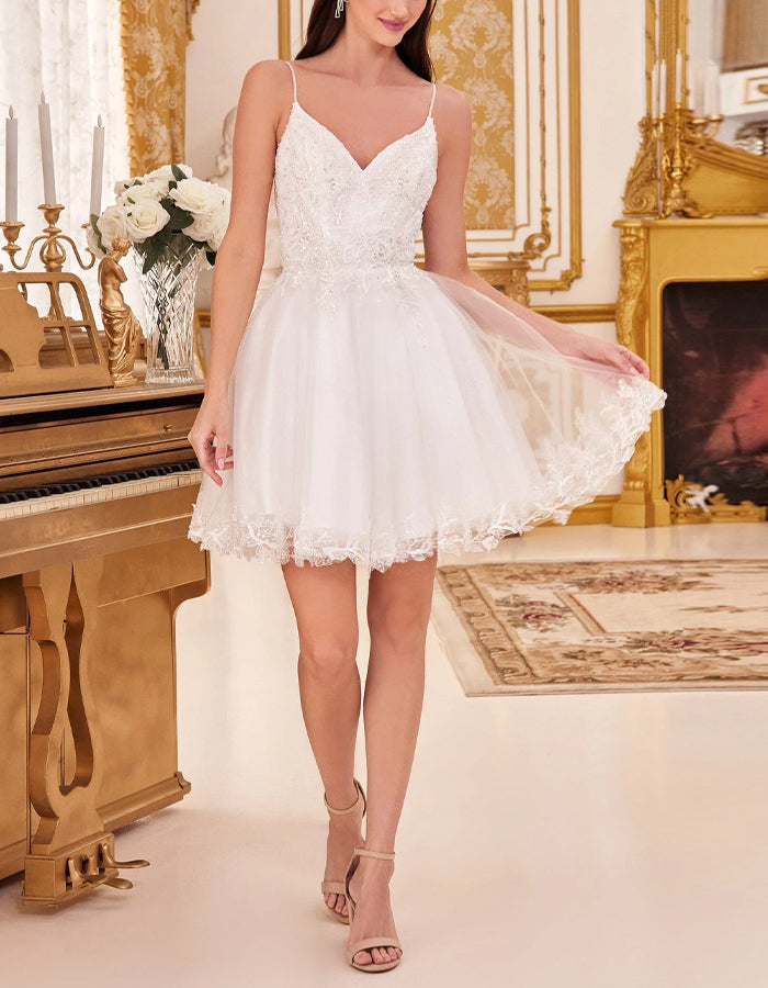 Solid Color Lace Sequined Slip Mini Dress