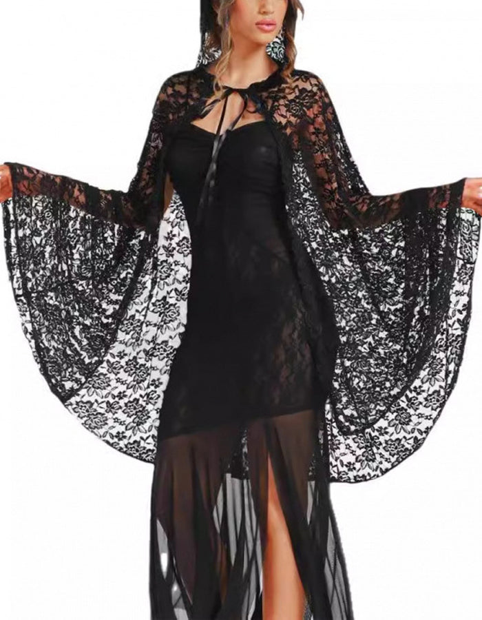 Black Lace Long Shawl
