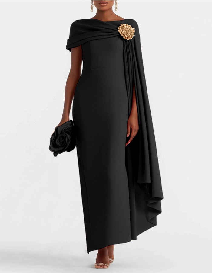 Off-The-Shoulder Floor-Length Maxi Dress