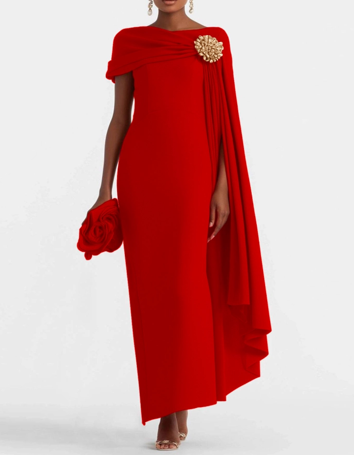 Off-The-Shoulder Floor-Length Maxi Dress