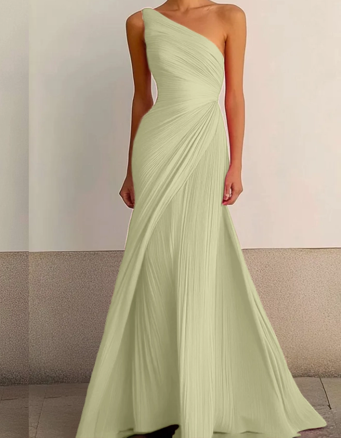 Red One-Shoulder Formal Maxi Dress