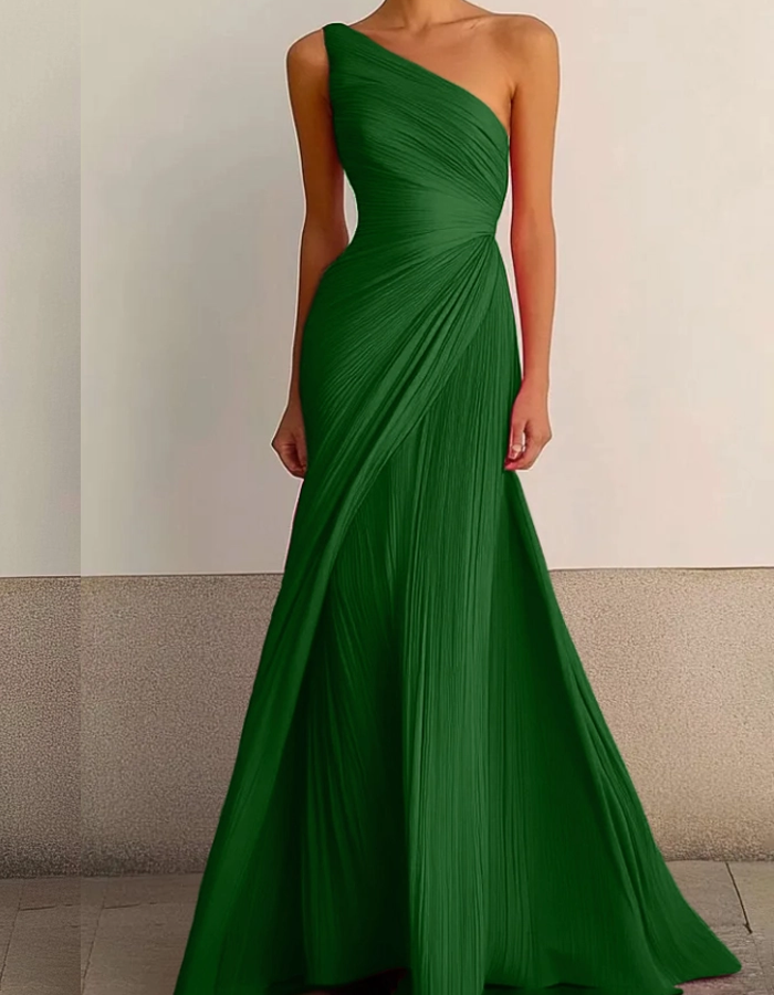 Red One-Shoulder Formal Maxi Dress