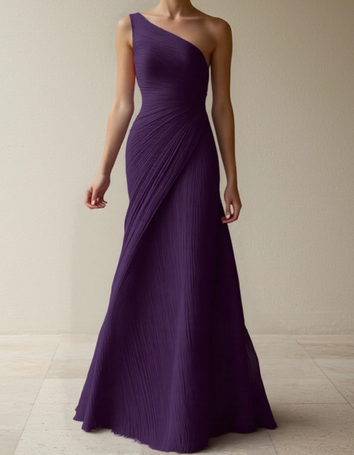 Red One-Shoulder Formal Maxi Dress