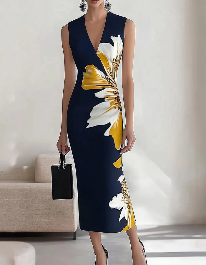 Printed Elegant Workplace Party Holiday Long Dress