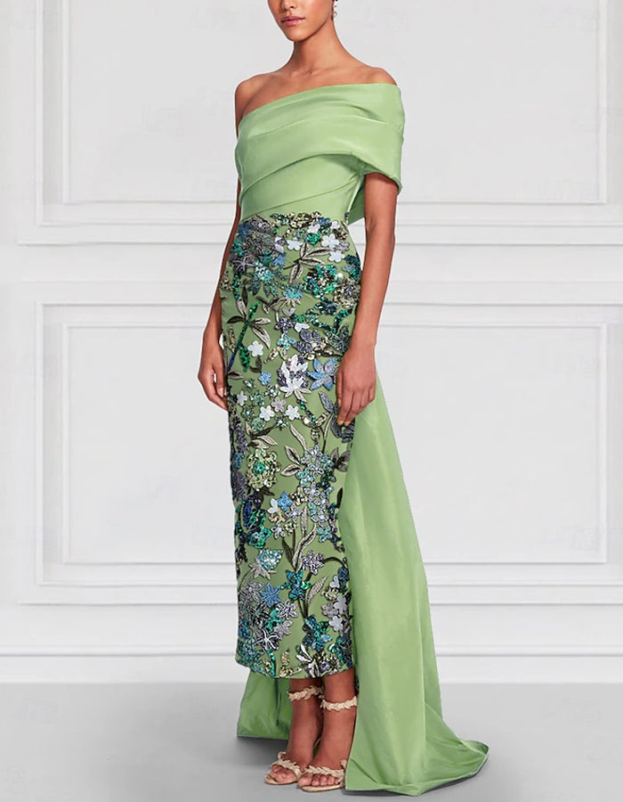 Bandeau Satin Sequins Midi Dress