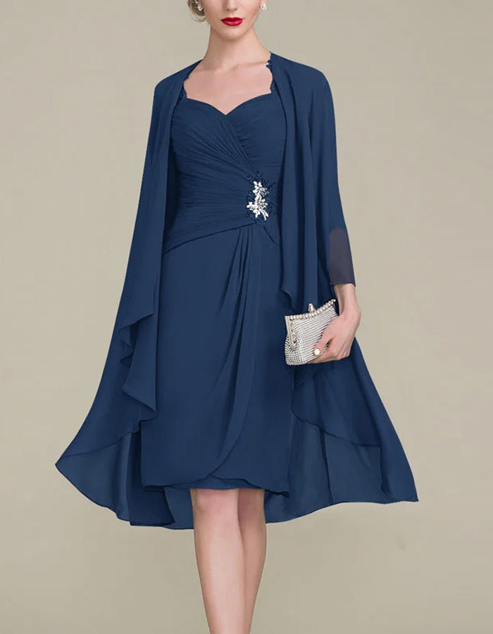Waist-hugging Chiffon Midi Dress Suit
