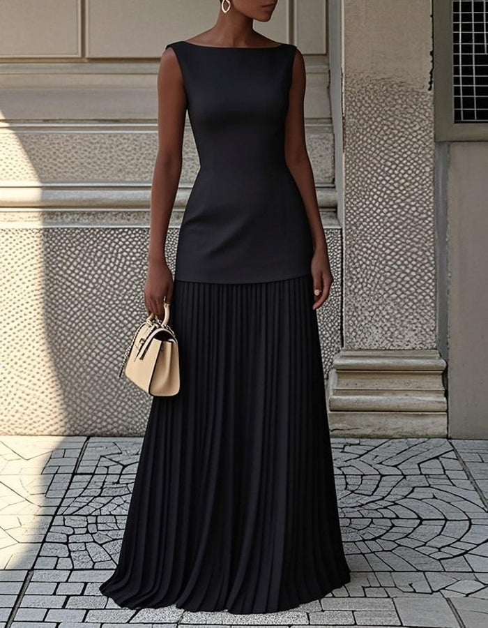 Solid Color Sleeveless Vest Skirt Two-piece Set